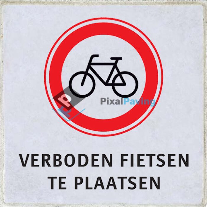 PixalPaving stoeptegel bedrukken - verboden fietsen te plaatsen