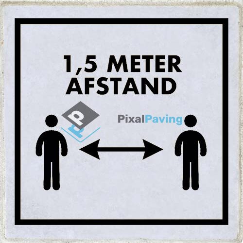 PixalPaving - stoeptegel bedrukken social distancing 1,5 meter printtegel