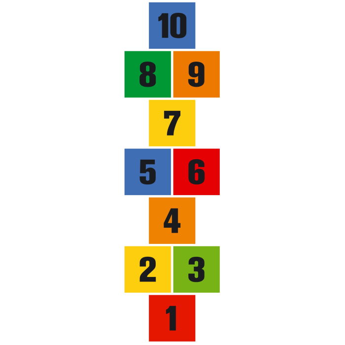 Hinkelbaan 2 x 5 kleuren met een zwart nummer